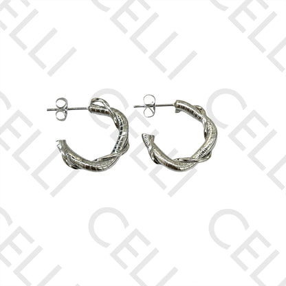 Twisted Detailed Steel Hoop Earrings