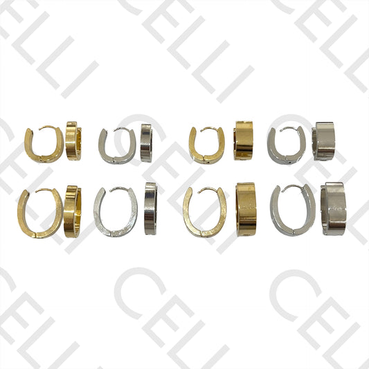 Oval Steel Hoop Earrings