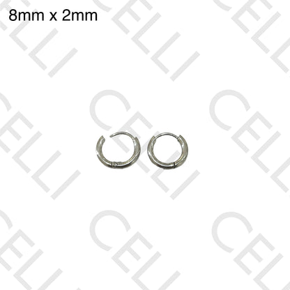 Steel Hoop Earrings - simple 2mm (thin)