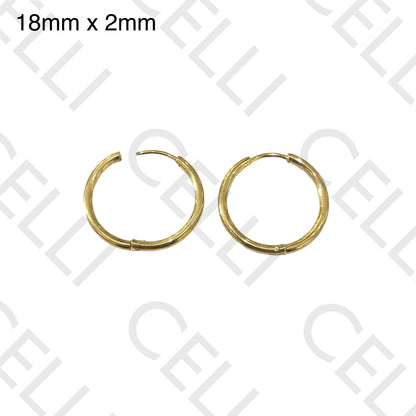 Steel Hoop Earrings - simple 2mm (thin)