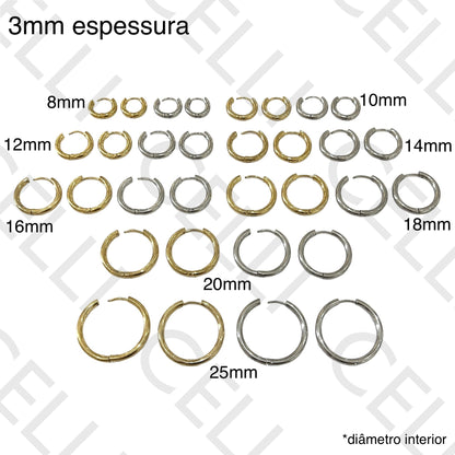 Steel Hoop Earrings - simple 3mm