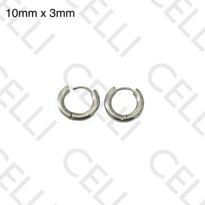 Steel Hoop Earrings - simple 3mm