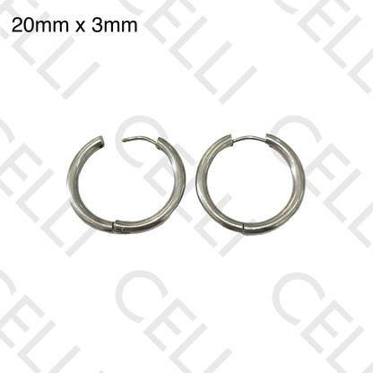 Steel Hoop Earrings - simple 3mm