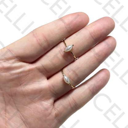 Steel Ring - Oval Pearl