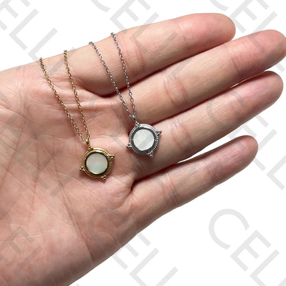 Steel necklace - mother-of-pearl