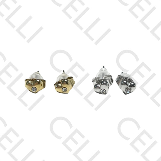 Pendiente Mini Acero - corazón con diamante