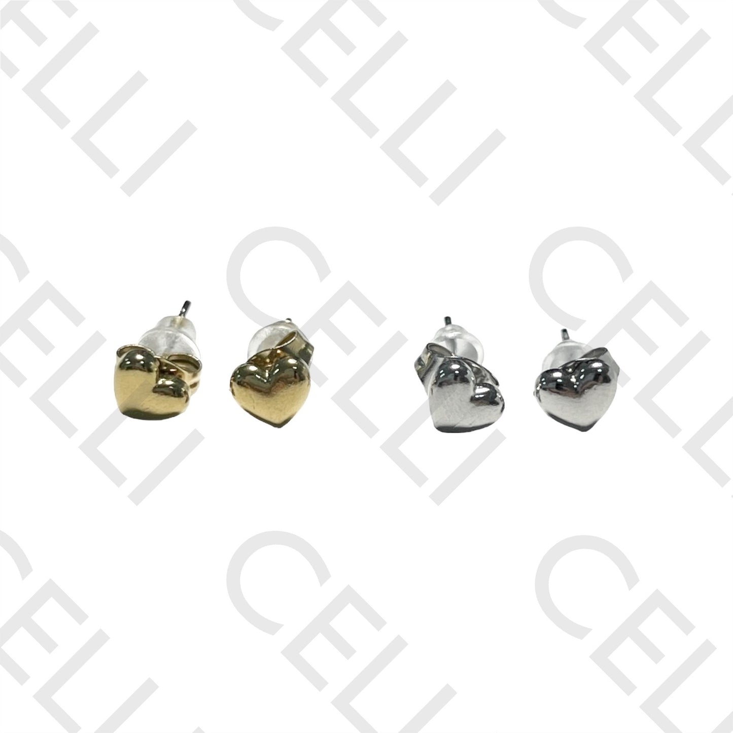 迷你钢质耳环 - 心形