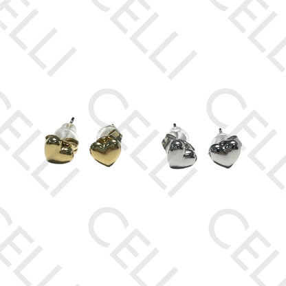 迷你钢质耳环 - 心形