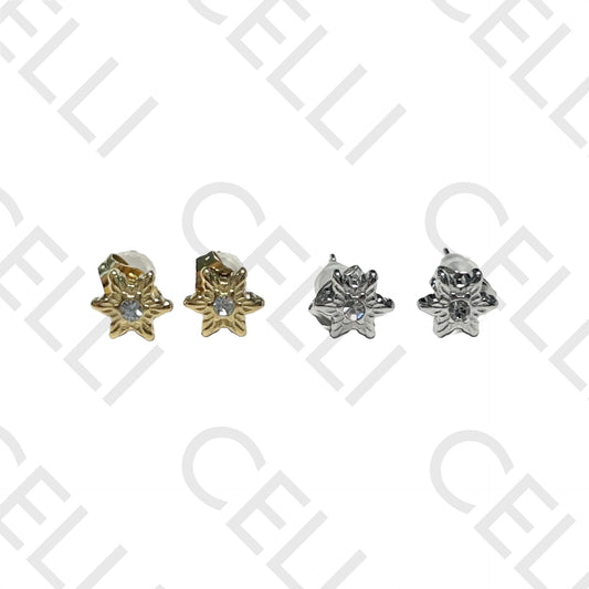 Pendiente Mini Acero - estrella con diamante