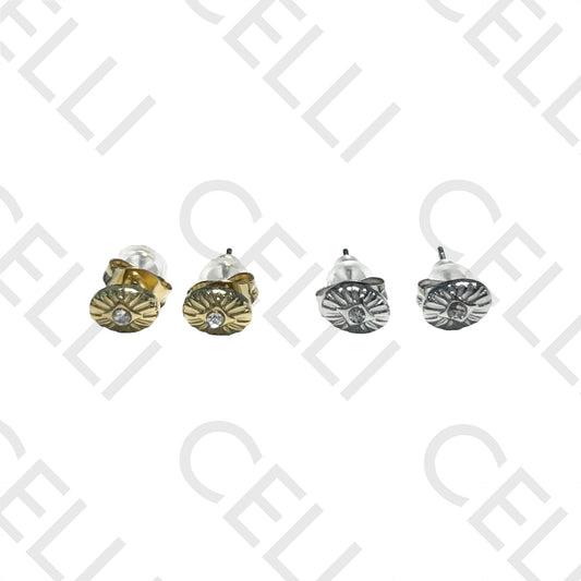 Pendiente Mini Acero - ovalado con diamante