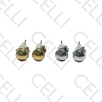 迷你钢耳环 - 光滑圆形