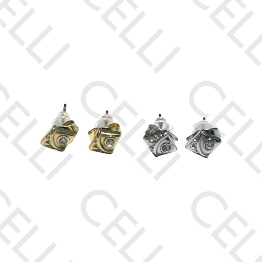 Pendiente Mini Acero - diamante con diamante