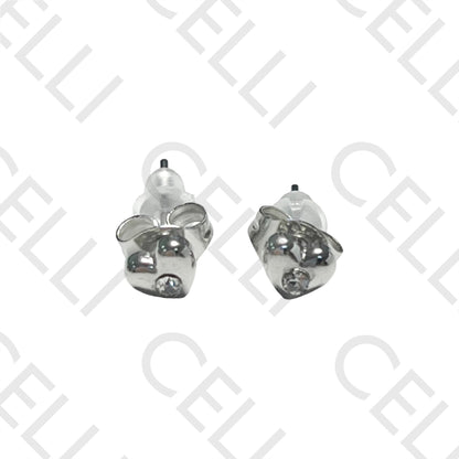 迷你钢质耳环 - 带闪钻的心形