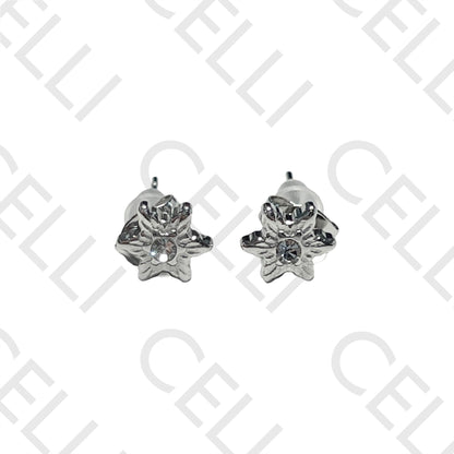 Pendiente Mini Acero - estrella con diamante