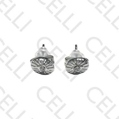 Pendiente Mini Acero - ovalado con diamante