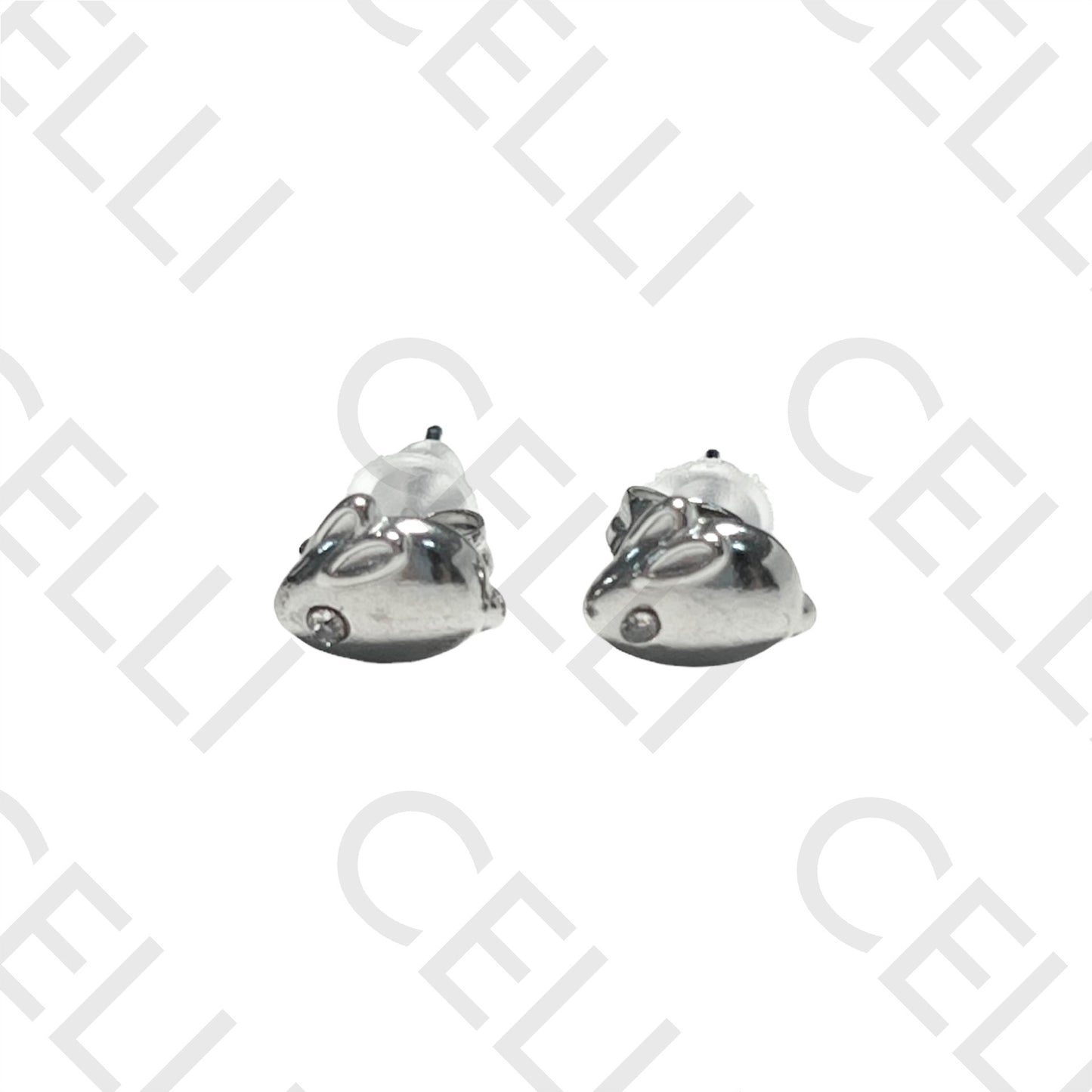 迷你钢质耳环 - 兔子