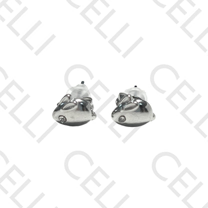 迷你钢质耳环 - 兔子