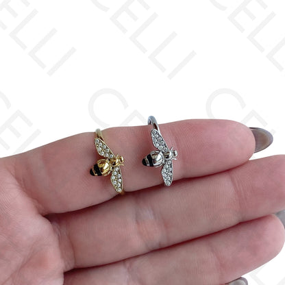 Steel Ring - teardrop with brilliants