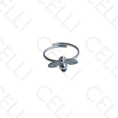 Steel Ring - teardrop with brilliants