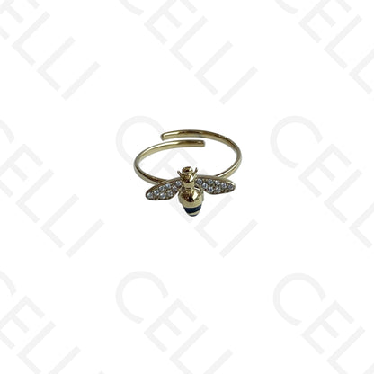 Steel Ring - teardrop with brilliants