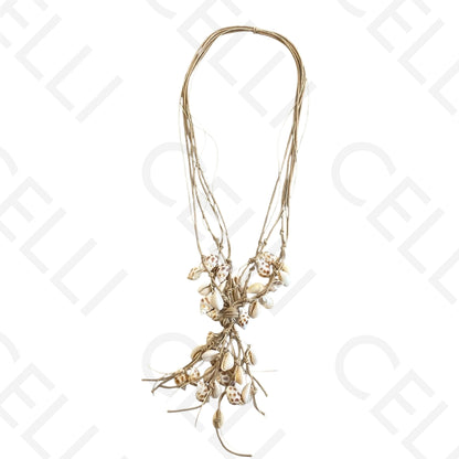 Colar de moda - fio de algodão com búzios naturais