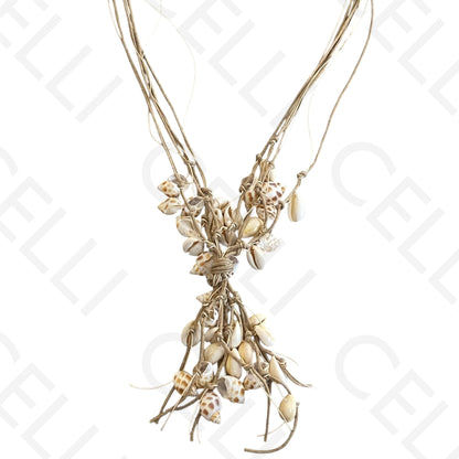 Colar de moda - fio de algodão com búzios naturais