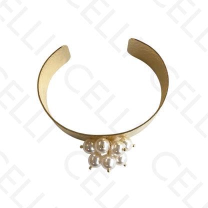 Adjustable Steel Bracelet - Pearls