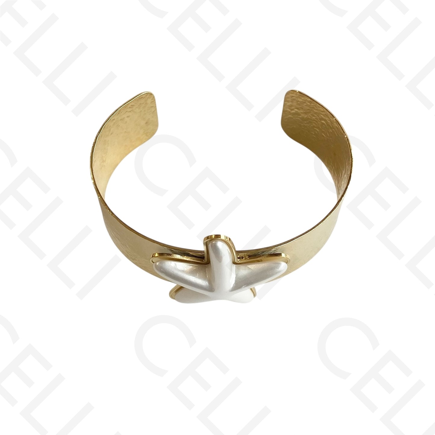 Bracelete Ajustável de Aço - estrelas do mar de pérola