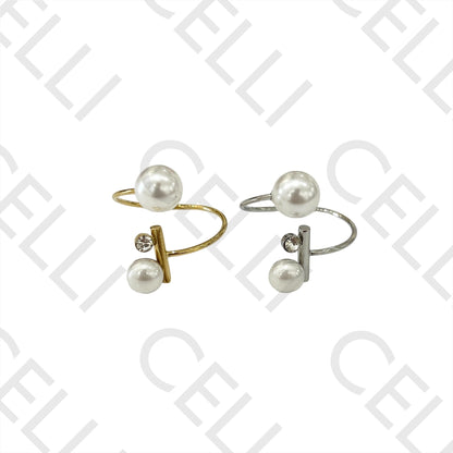 Steel Ring - Pearl and Brilliant