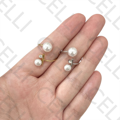 Steel Ring - Pearl and Brilliant