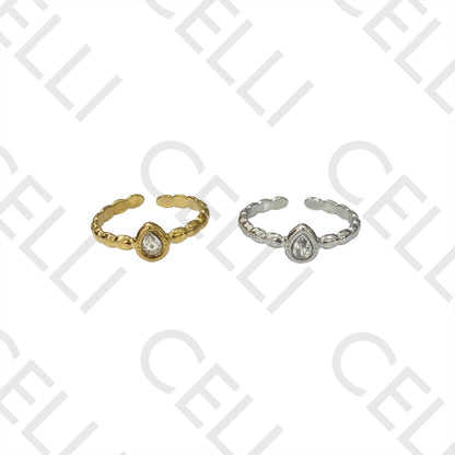 Steel Ring - Teardrop with Brilliant