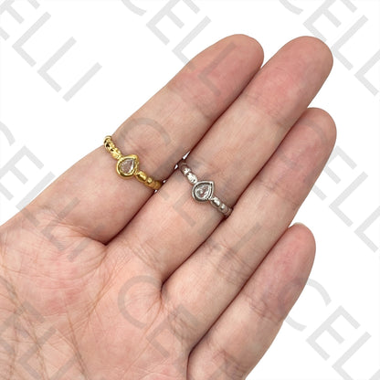 Steel Ring - Teardrop with Brilliant