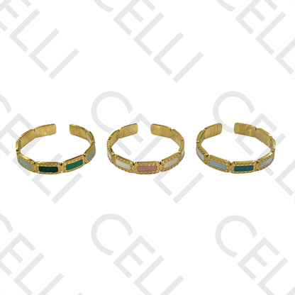 Steel Ring - Enamel Rectangles