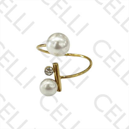 Steel Ring - Pearl and Brilliant