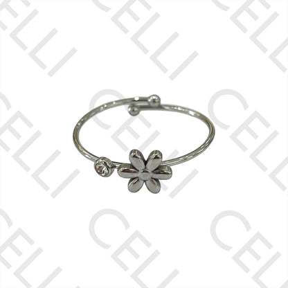 Steel Ring - Flower with Brilliant