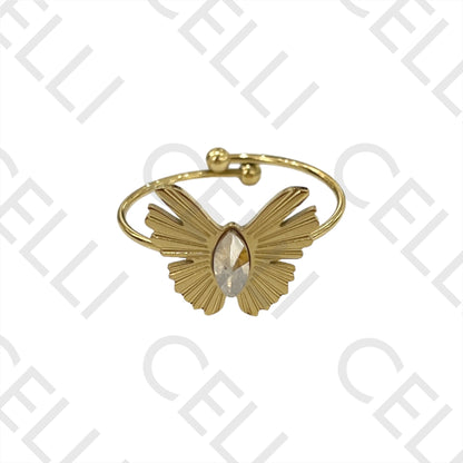 Steel Ring - Butterfly with Brilliant