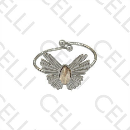 Steel Ring - Butterfly with Brilliant