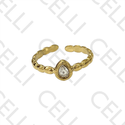 Steel Ring - Teardrop with Brilliant