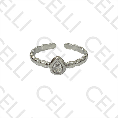 Steel Ring - Teardrop with Brilliant
