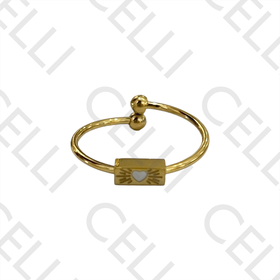 Anillo de Acero - Rectangular con corazón