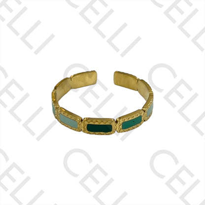 Steel Ring - Enamel Rectangles