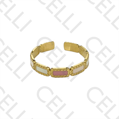 Steel Ring - Enamel Rectangles