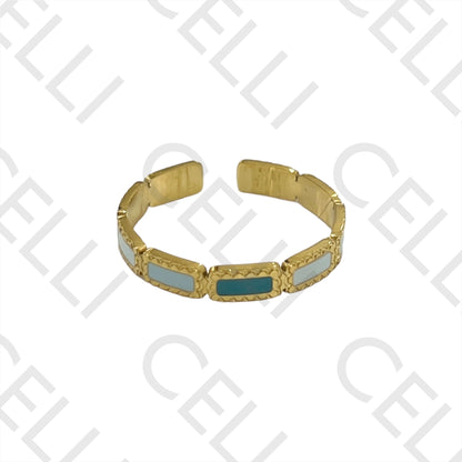 Steel Ring - Enamel Rectangles