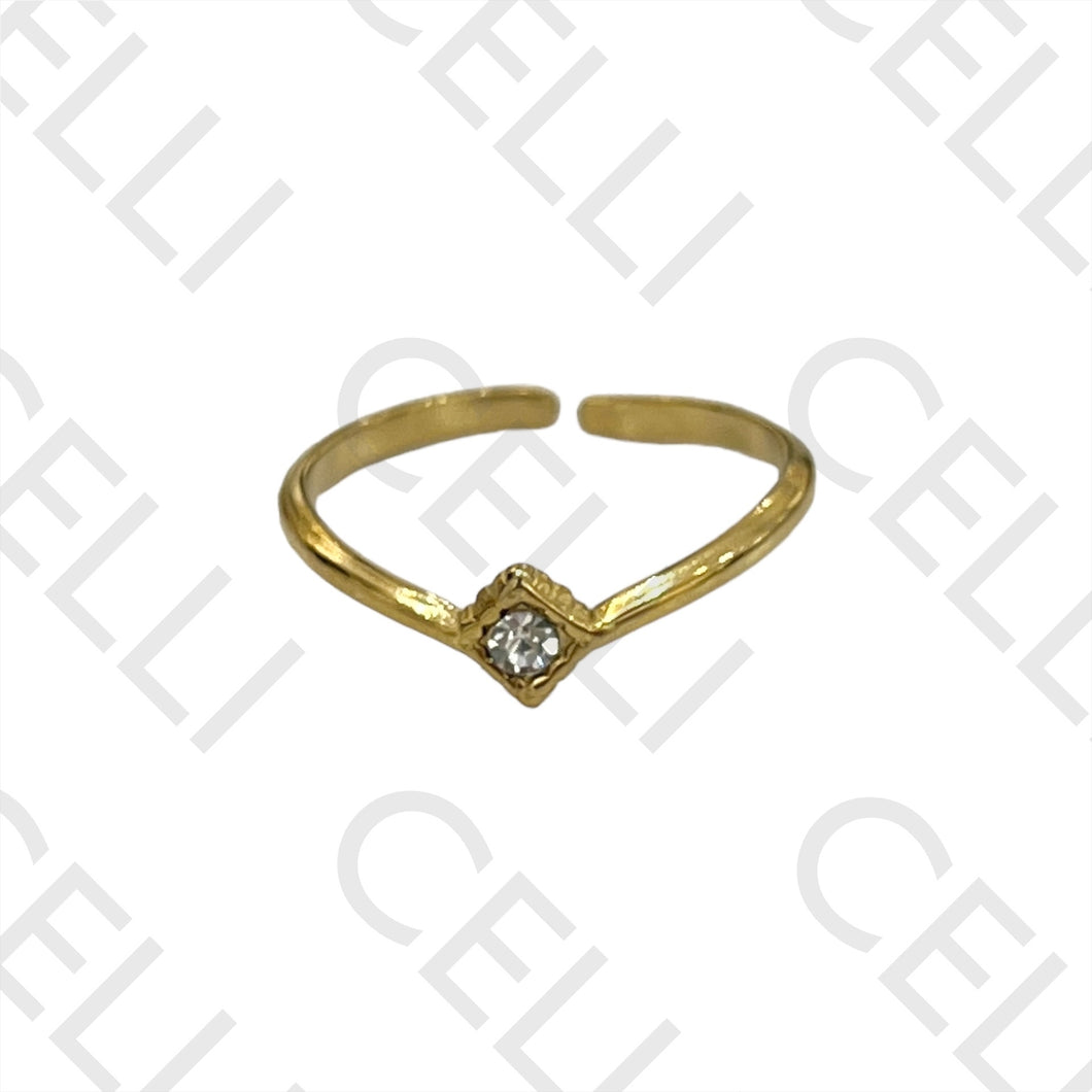 Anillo de acero - forma de tiara con diamante