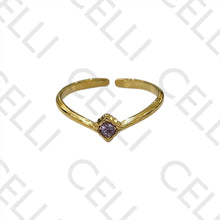 Cargar imagen en el visor de la galería, Anillo de acero - forma de tiara con diamante
