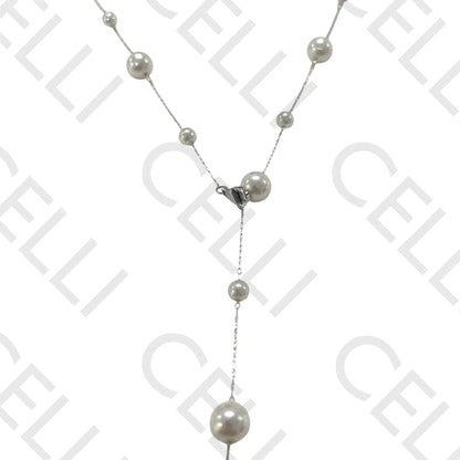 Steel necklace - pearls