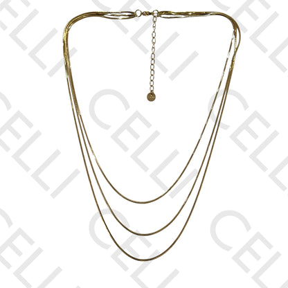 Steel Necklace - Triple Square Snake