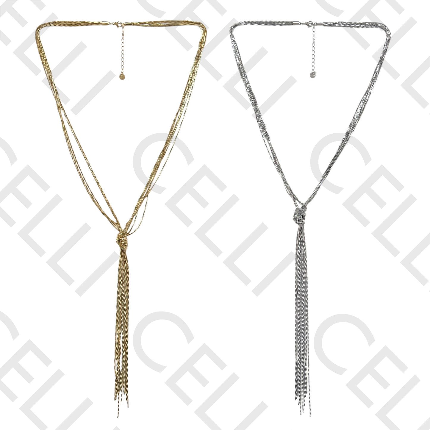 Steel Necklace - 5 Chains with Knot