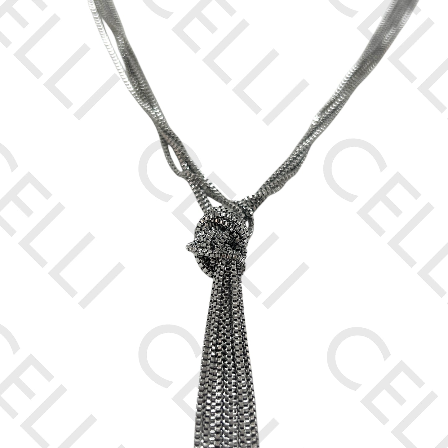 Steel Necklace - 5 Chains with Knot