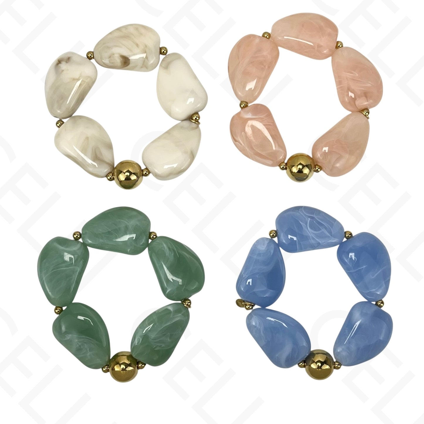 Steel necklace/bracelet - large resin beads (4 colors)